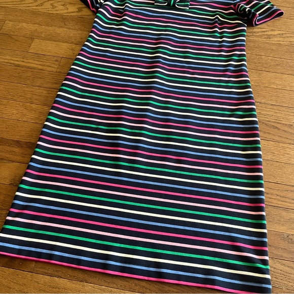 Talbots Short Sleeve Bow Detail Multi Striped Cotton Dress Cute And Comfy Small - Picture 4 of 7
